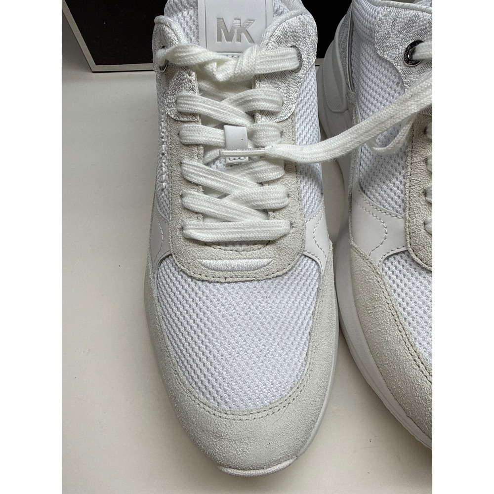 New Michael Kors Trevor Trainer White Mesh Suede Sneakers 42F4TRFS7D Mens Size 9 - Picture 5 of 11